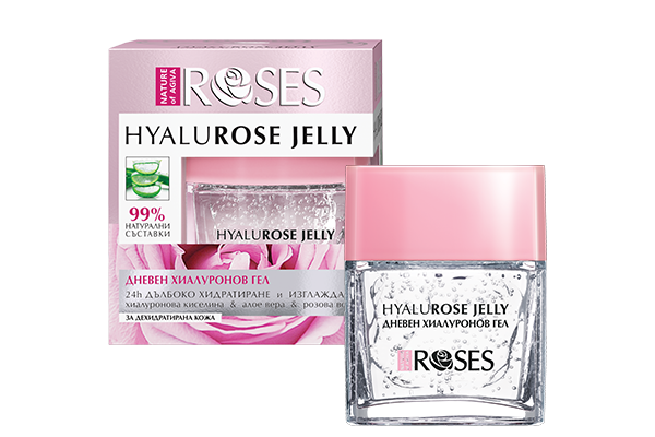 AGIVA ROSES Denný hyalurónový gél s ružovou vodou a aloe vera, sklo 50 ml
