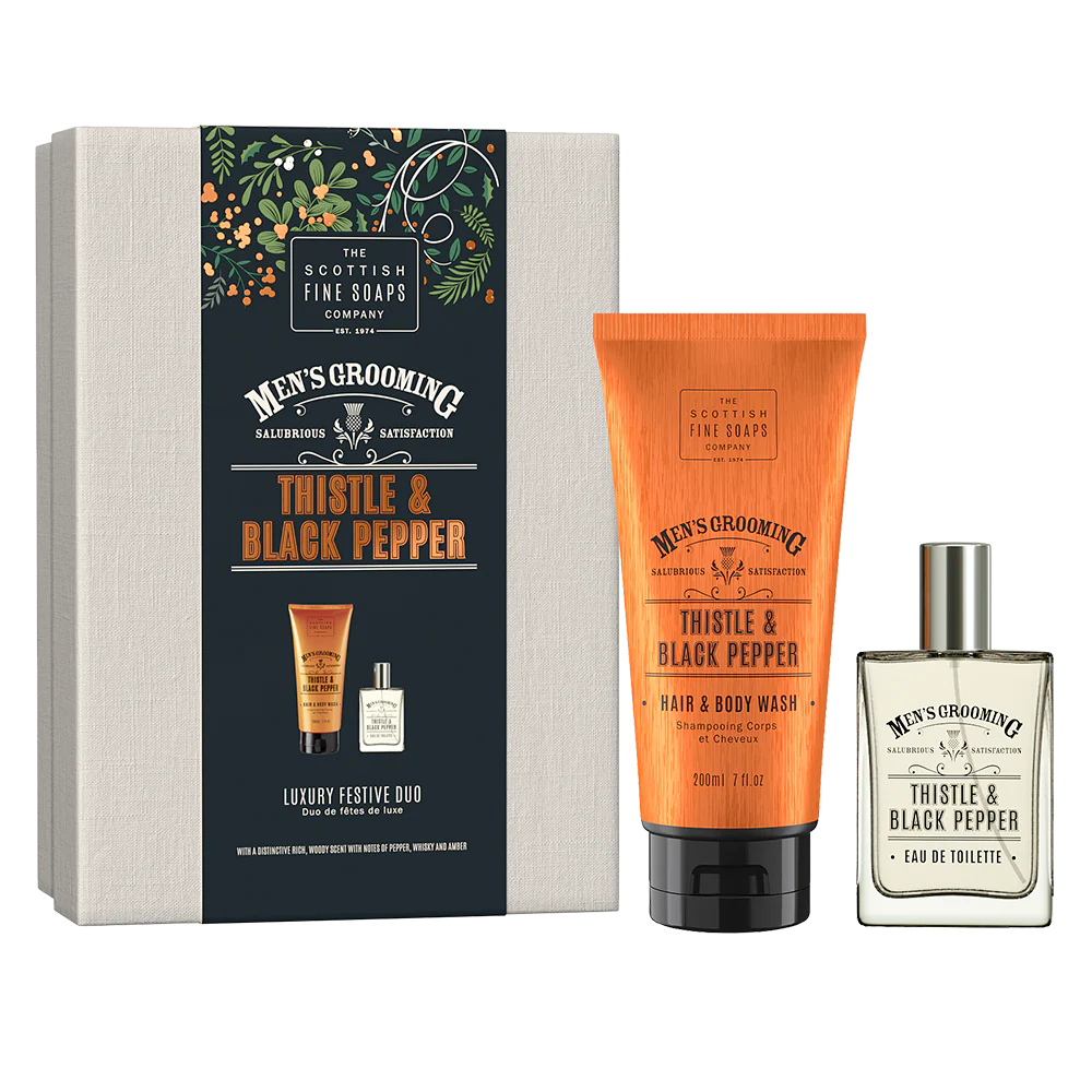  Scottish Fine Soaps Pánska darčeková sada Čierne korenie a Pestrec, 2ks