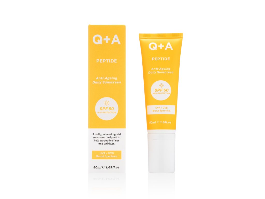 Q+A Peptide Ochranný anti-ageing pleťový krém SPF50, 50 ml