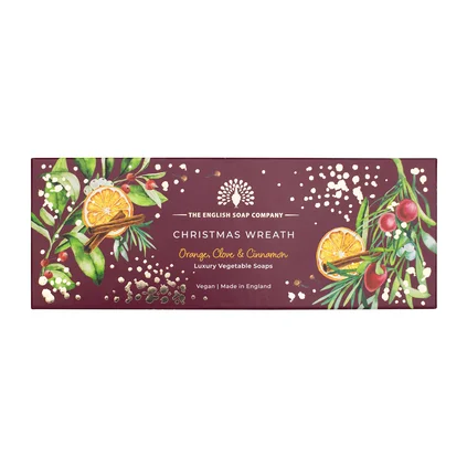 Vianočné luxusné mydlo Sada tuhých mydiel kazeta 3x100 g English Soap Company Christmas Wreath