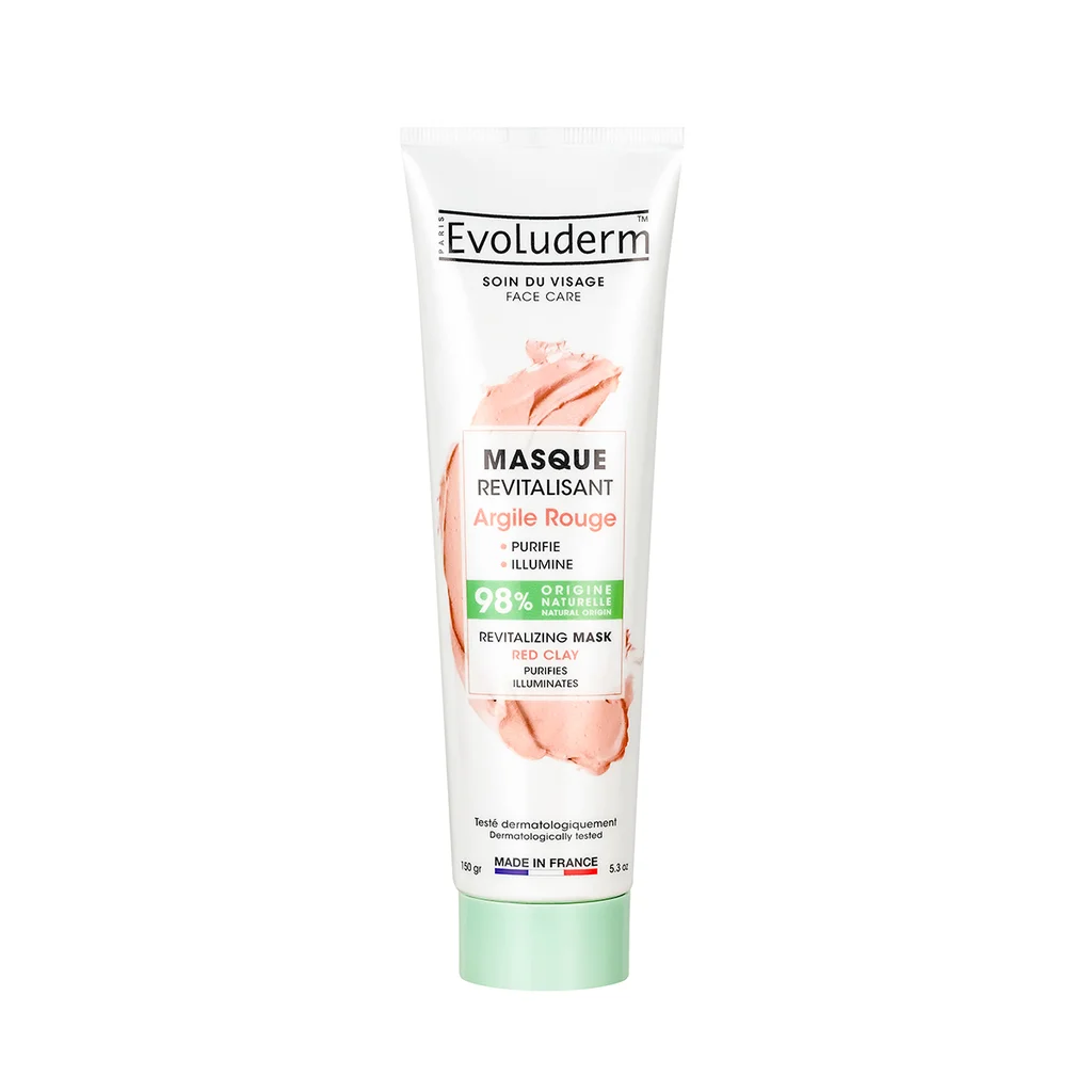 Revitalizačná pleťová maska ​​s červeným ílom EVOLUDERM, 150 ml
