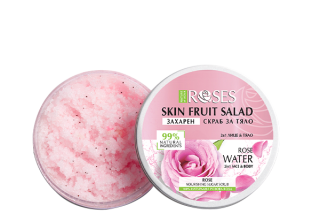 ROSES Píling na tvár a telo s prírodnou ružovou vodou 200 ml